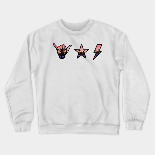 sunset shaka, star and lightning sticker pack Crewneck Sweatshirt by lolsammy910